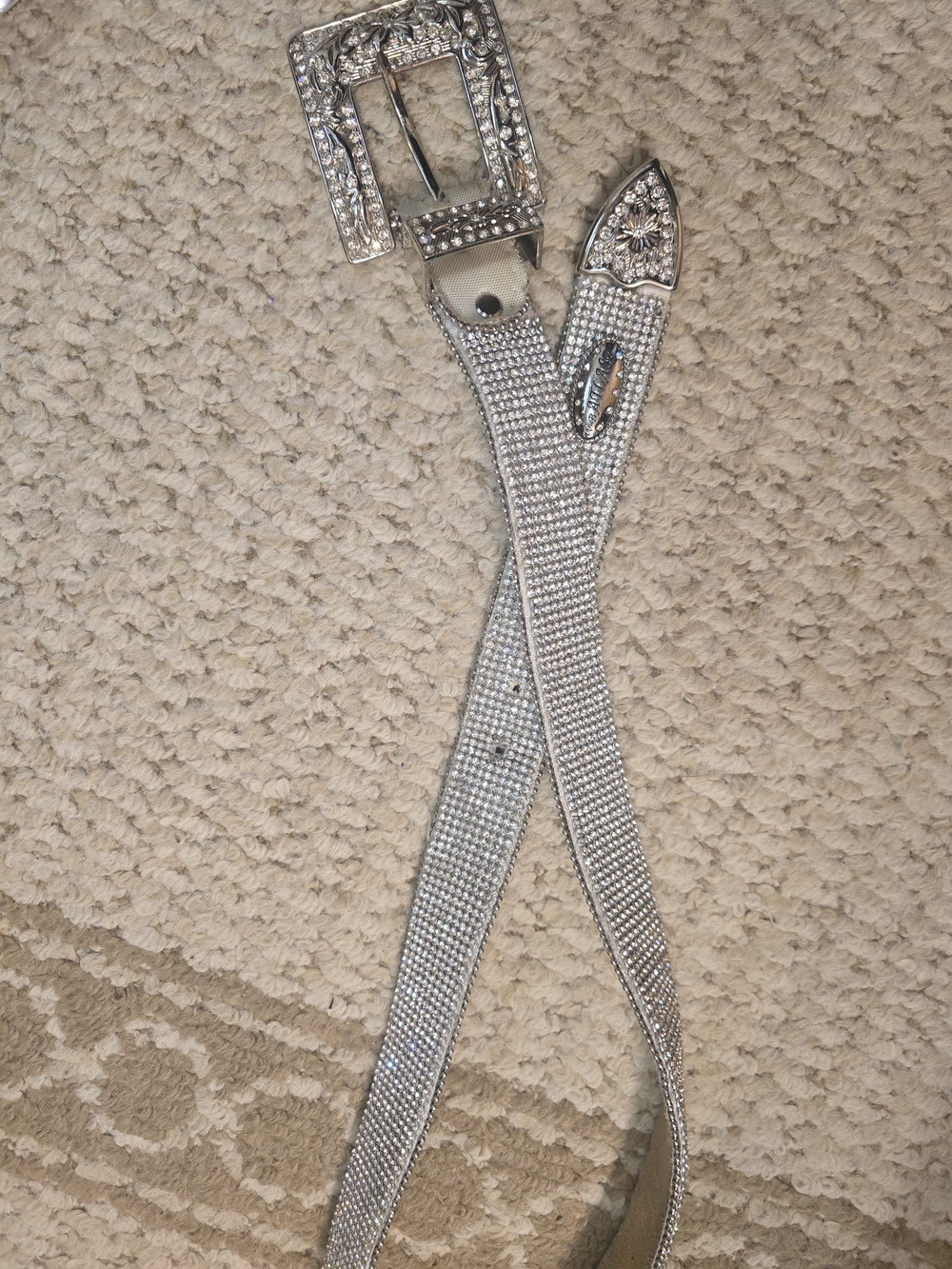 Rhinestone Embellished Silver Women's Belt